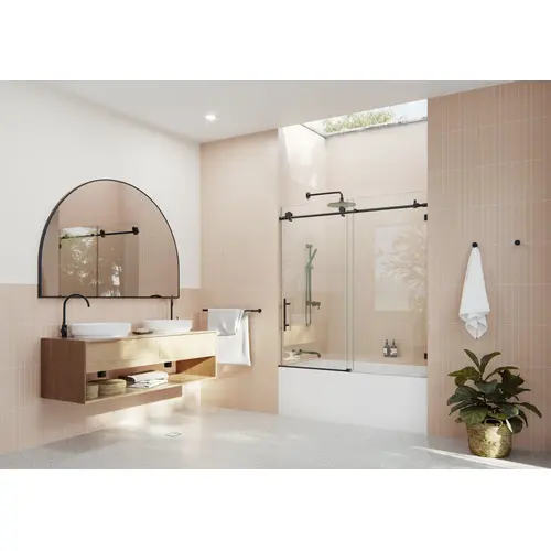 Eclipse 56 in. x 60 in. Fully Frameless Glass Bath Slider Matte Black