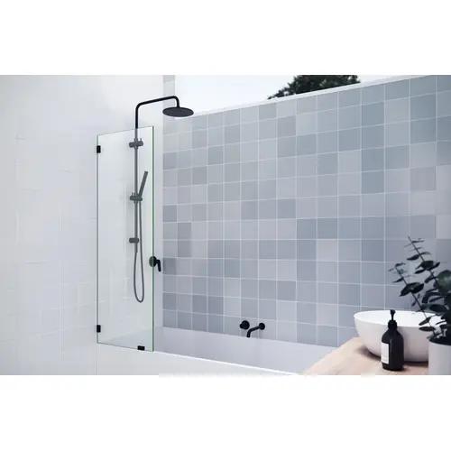 Vela 58.25" x 20.5" Frameless Shower Bath Fixed Panel Matte Black