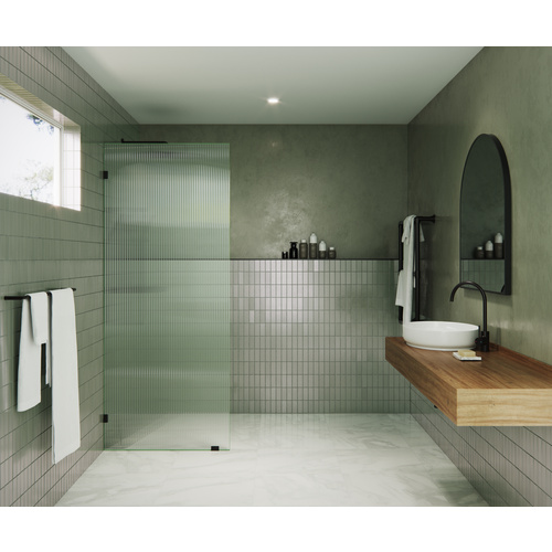 Gaia 30 in. x 78 in. Fully Frameless Glass Shower Panel - Single Fixed Panel - Fluted Frosted Oil Rubbed Bronze