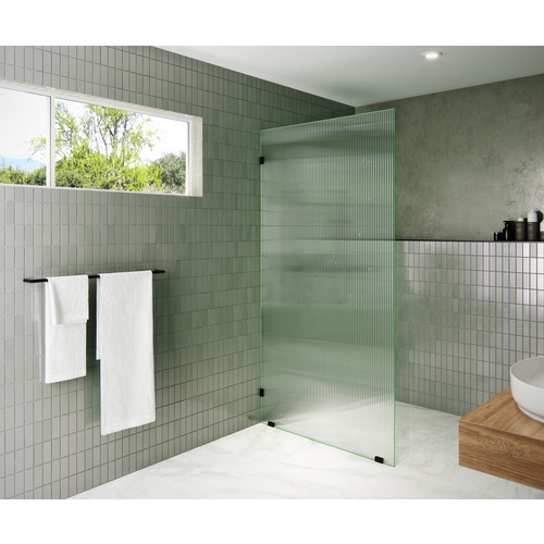 Gaia 40 in. x 78 in. Fully Frameless Glass Shower Panel - Single Fixed Panel - Fluted Frosted Oil Rubbed Bronze