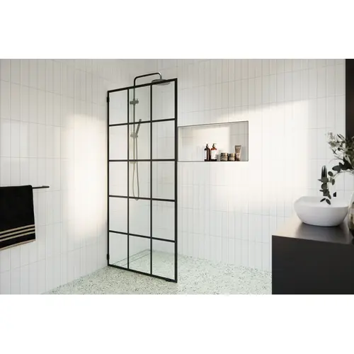 Esprit 36 in. x 78 in. French Silk Screen Single Fixed Shower Panel (French Monture) Matte Black