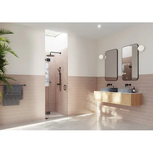 Halo 34.75 in. x 78 in. Glass hinged Fully Frameless Glass Shower Enclosure Matte Black