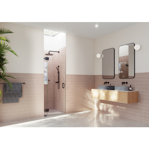 Halo 31.75 in. x 78 in. Glass hinged Fully Frameless Glass Shower Enclosure Oil Rubbed Bronze