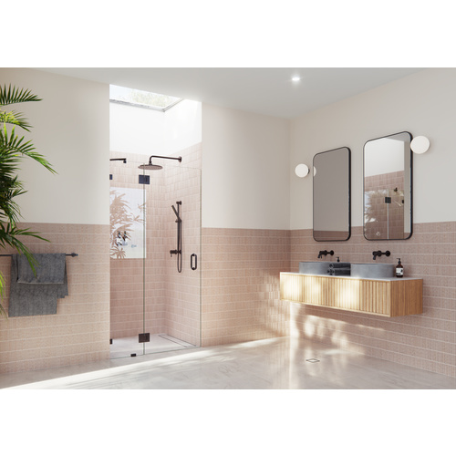 Halo 41 in. x 78 in. Glass hinged Fully Frameless Glass Shower Enclosure Oil Rubbed Bronze