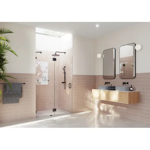 Halo 45.25 in. x 78 in. Glass hinged Fully Frameless Glass Shower Enclosure Matte Black