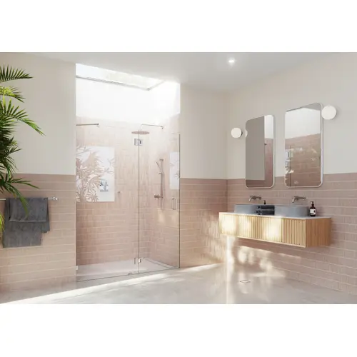 Halo 55.75 in. x 78 in. Glass hinged Fully Frameless Glass Shower Enclosure Brushed Nickel