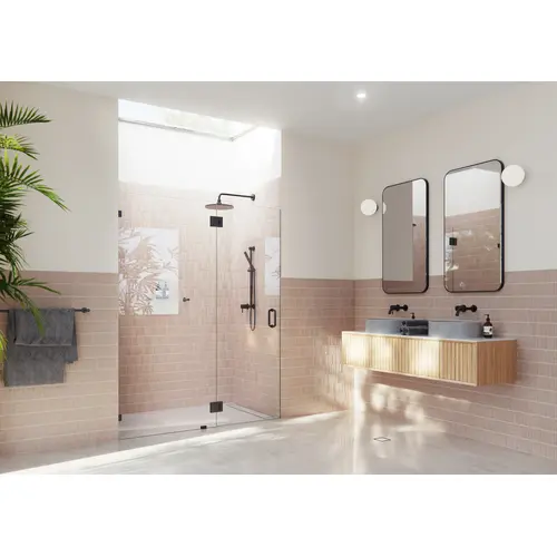 Halo 56.25 in. x 78 in. Glass hinged Fully Frameless Glass Shower Enclosure Matte Black