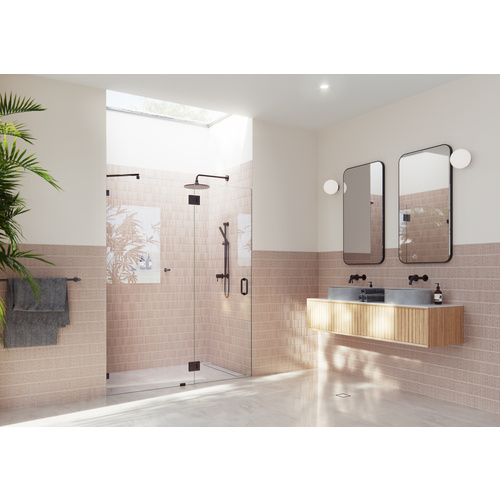 Halo 56.5 in. x 78 in. Glass hinged Fully Frameless Glass Shower Enclosure Oil Rubbed Bronze