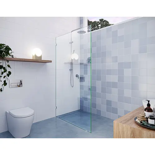 Vela 44 in. x 78 in. Fully Frameless Glass Shower Panel - Single Fixed Panel Chrome