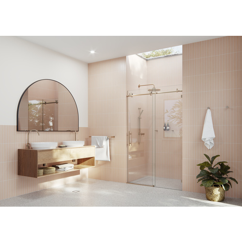 Eclipse 48 in. x 78 in. Fully Frameless Glass Sliding Shower Doors Brushed Bronze