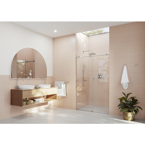 Eclipse 52 in. x 78 in. Fully Frameless Glass Sliding Shower Doors Brushed Nickel