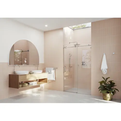 Eclipse 48 in. x 78 in. Fully Frameless Glass Sliding Shower Doors Chrome