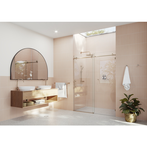 Eclipse 60 in. x 78 in. Fully Frameless Glass Sliding Shower Doors Brushed Bronze