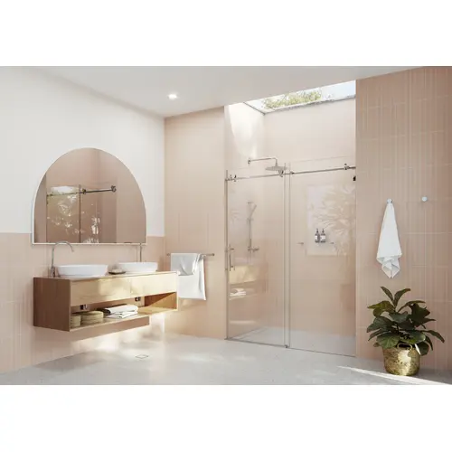 Eclipse 56 in. x 78 in. Fully Frameless Glass Sliding Shower Doors Chrome