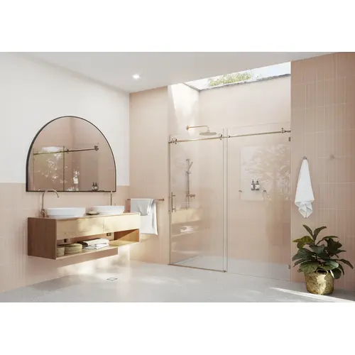 Eclipse 72 in. x 78 in. Fully Frameless Glass Sliding Shower Doors Brushed Bronze