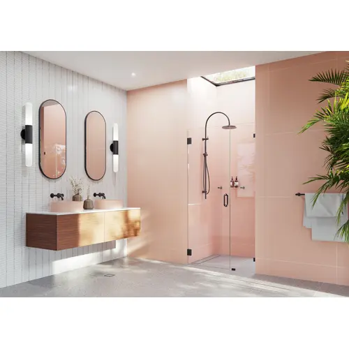 Illume 37.25 in. x 78 in. Wall Hinged Fully Frameless Glass Shower Enclosure Matte Black