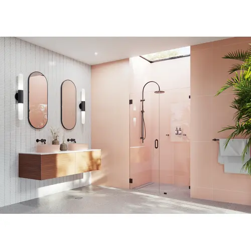 Illume 54.75 in. x 78 in. Wall Hinged Fully Frameless Glass Shower Enclosure Oil Rubbed Bronze