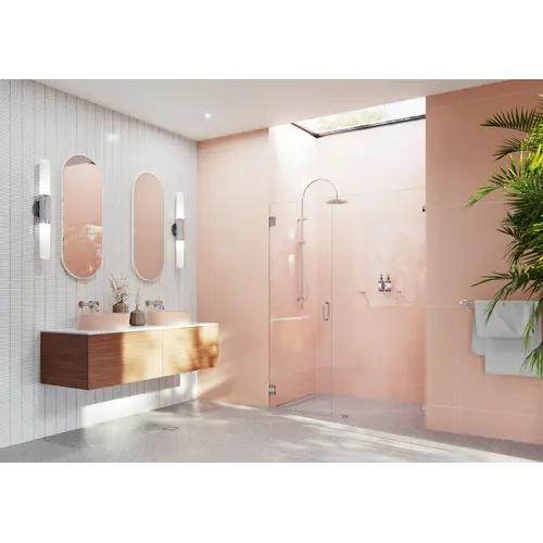 Illume 62.75 in. x 78 in. Wall Hinged Fully Frameless Glass Shower Enclosure Chrome