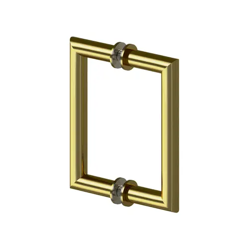 Haumea 6" Round Tubing Mitered Corner Back-to-Back Pull Handle Polished Brass