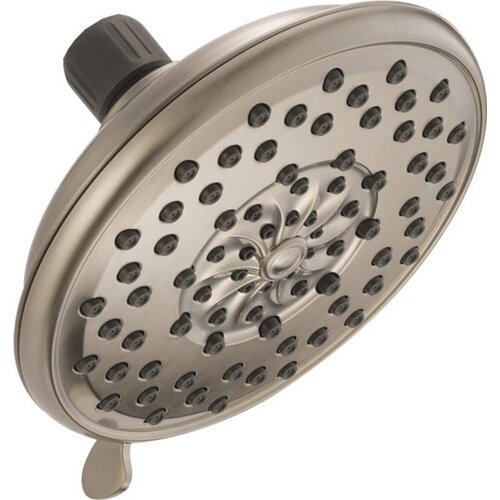 Shower Head, Round, 1.75 gpm, 1/2 in Connection, IPS, 3-Spray Function, Plastic, Brushed Nickel