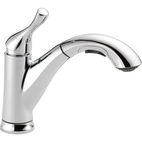 Pull-Out Kitchen Faucet, 1.8 gpm, 1-Faucet Handle, 4-Faucet Hole, Chrome Plated, Swivel Spout