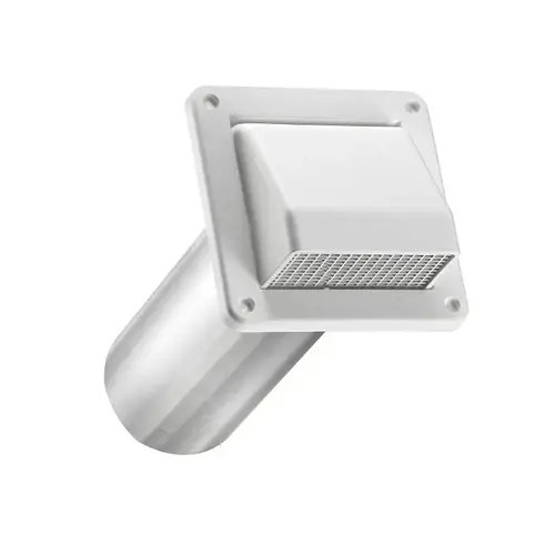 LAMBRO INDUSTRIES 604WTP 4 In. Fresh Air Intake Vent, White Plastic, 11 In. Tail Pipe