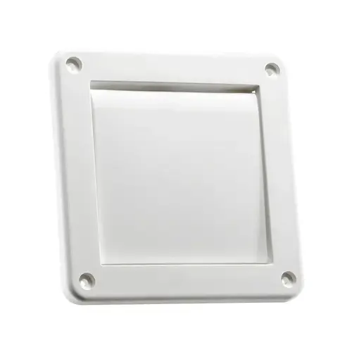 Single Flap Louver Vent, White Plastic, 4 In.