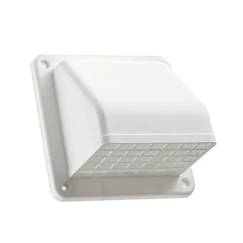 LAMBRO INDUSTRIES 1471W 4 In. Exhaust Wall Hood Vent, White Plastic