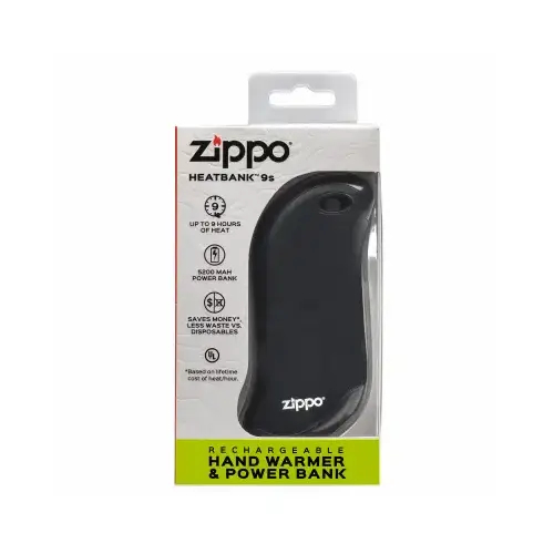 Zippo 40582 HeatBank 9S Rechargeable Hand Warmer, Black