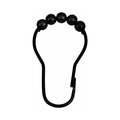 MODA AT HOME ENTERPRISES LTD 305259-BLK Roller Shower Curtain Hooks, Black  pack of 12