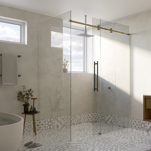 CRL CAV78SB Satin Brass Premium 180 Degree Cavoli Series Sliding System