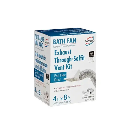 Recessed Bath Fan Exhaust Vent Kit, Through the Soffit, White, 4 In. x 5 Ft.