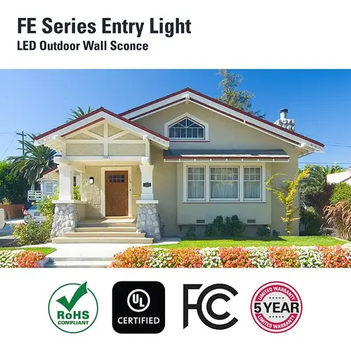 FE Series Wall Sconce, 120 V, 7.9 W, LED Lamp, 977 Lumens, 4000 K Color Temp, White Fixture