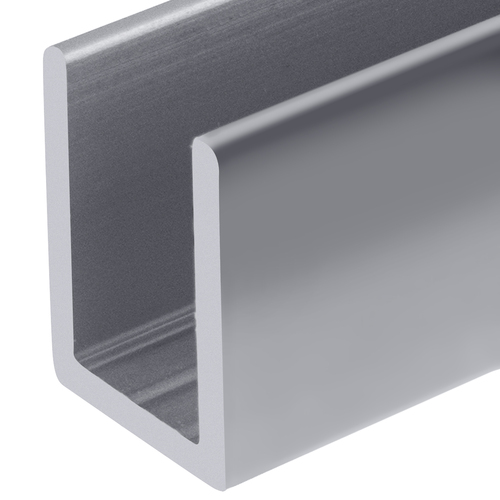 Brite Anodized Frameless Shower Door Aluminum Deep U-Channel for 3/8" Thick Glass - 144"