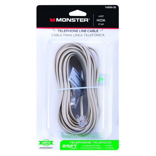 Telephone Line Cord Just Hook It Up 25 ft. L Ivory Ivory