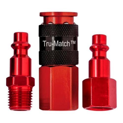 Tru-Flate TRFL13207R Coupler and Plug Kit Tru-Match 1/4" Carded Red
