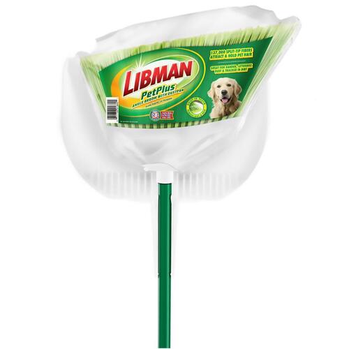 The Libman Company 1680 Broom with Dustpan Petplus 8.5" W Recycled PET Green/White