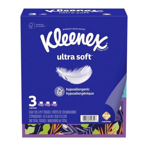 KLEENEX 54314 Facial Tissue Ultra Soft 120 ct White