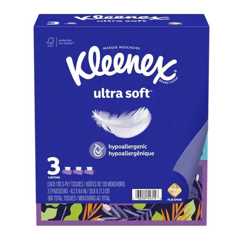 Facial Tissue Ultra Soft 120 ct White