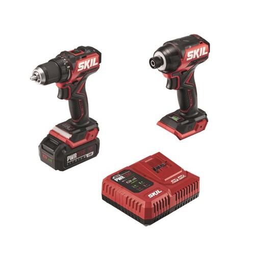 SKIL CB8437B-10 Compact Drill and Impact Driver Kit 20V PWR Core 20 Compact Cordless Brushless 2 Tool