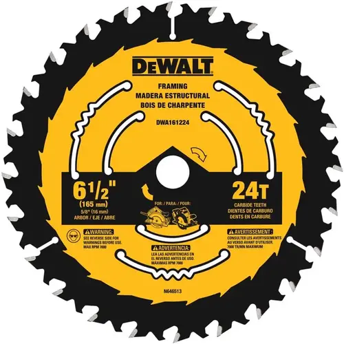 Circular Saw Blade 6-1/2" D X 5/8" Tungsten Carbide 24 teeth - pack of 10