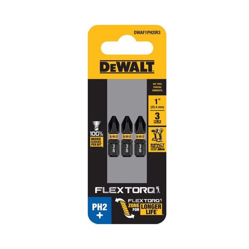 Impact Driver Bit Set FlexTorq Phillips #2 X 1" L Steel