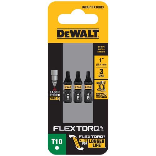 Impact Driver Bit Set FlexTorq Torx T10 X 1" L Steel