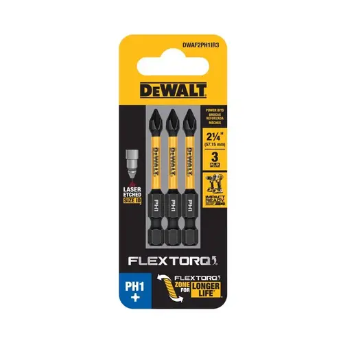 Impact Driver Bit Set FlexTorq Phillips #1 X 2.25" L Steel