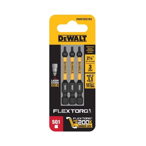 Impact Driver Bit Set FlexTorq Square #1 X 2.25" L Steel