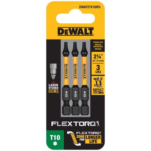 Impact Driver Bit Set FlexTorq Torx T10 X 2.25" L Steel