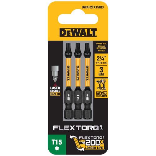 Drill and Driver Bit Set FlexTorq Torx T15 X 2.25" L Steel