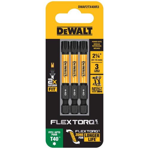 Drill and Driver Bit Set FlexTorq Torx T40 X 2.25" L Steel