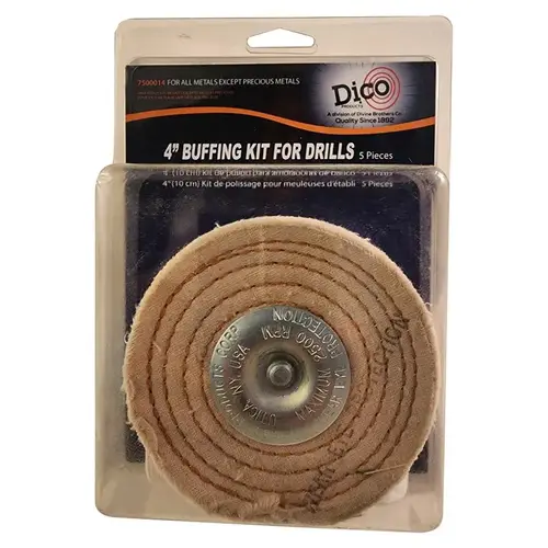 Dico 7500014 4 In. Buffing Kit with (2) Buffing Wheels & (3) Compounds