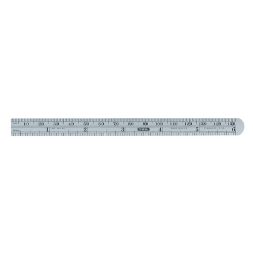 Precision Measuring Ruler with Graduations, SAE/Metric Graduation, Stainless Steel, Black, 15/32 in W